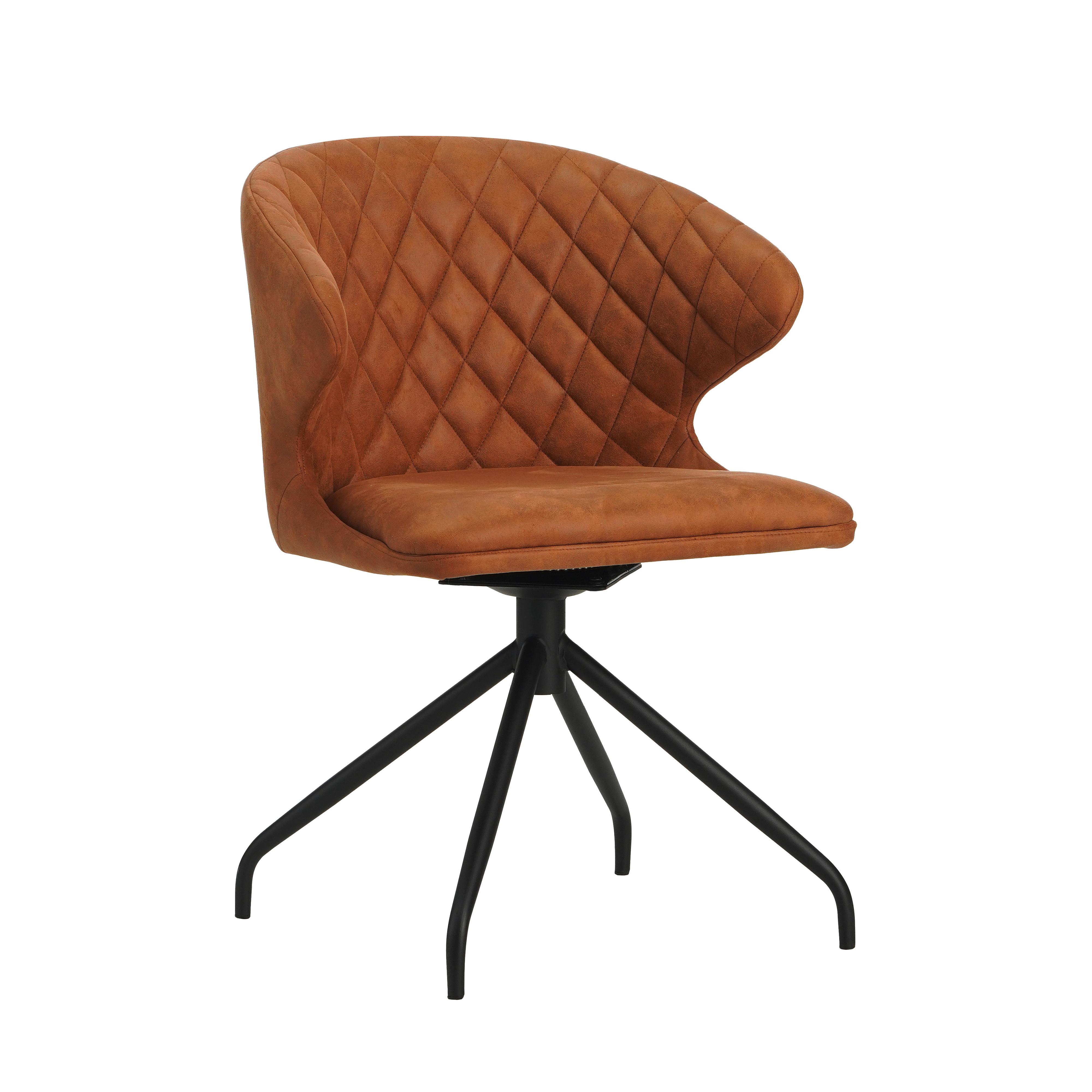 Armlehnstuhl Calais Cognac B: 56 cm - Cognac/Schwarz, MODERN, Textil/Metall (56/80/44cm) - MID.YOU