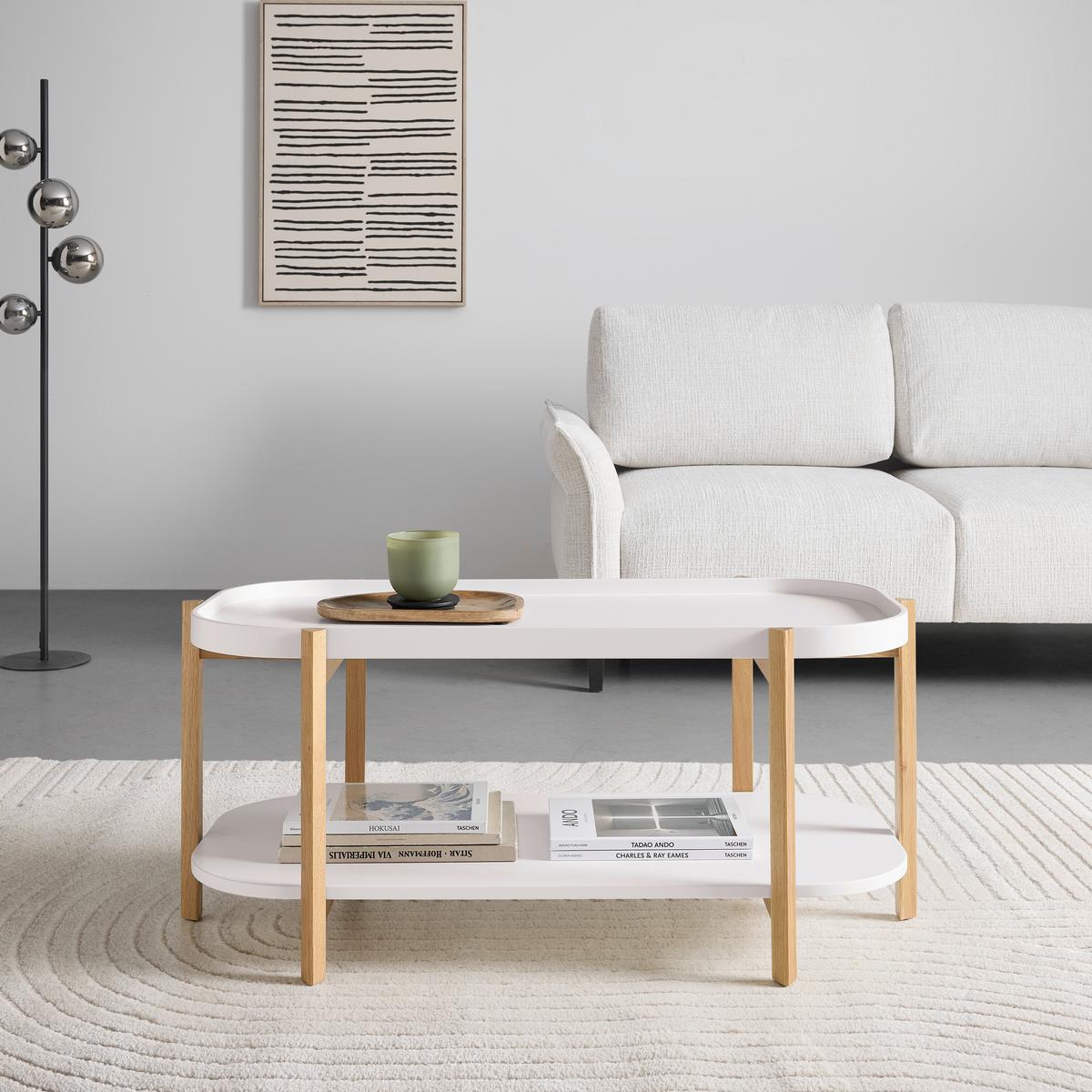 KONFERENČNÝ STOLÍK STRUT - biela/prírodná farba, Modern, drevo/kompozitné drevo (100/50/45cm) - Mömax