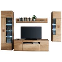 Wohnkombination teilmassiv 4--teilig. Bologna Eichefarben - Eichefarben, Design, Glas/Holz (305/208/50cm) - Livetastic