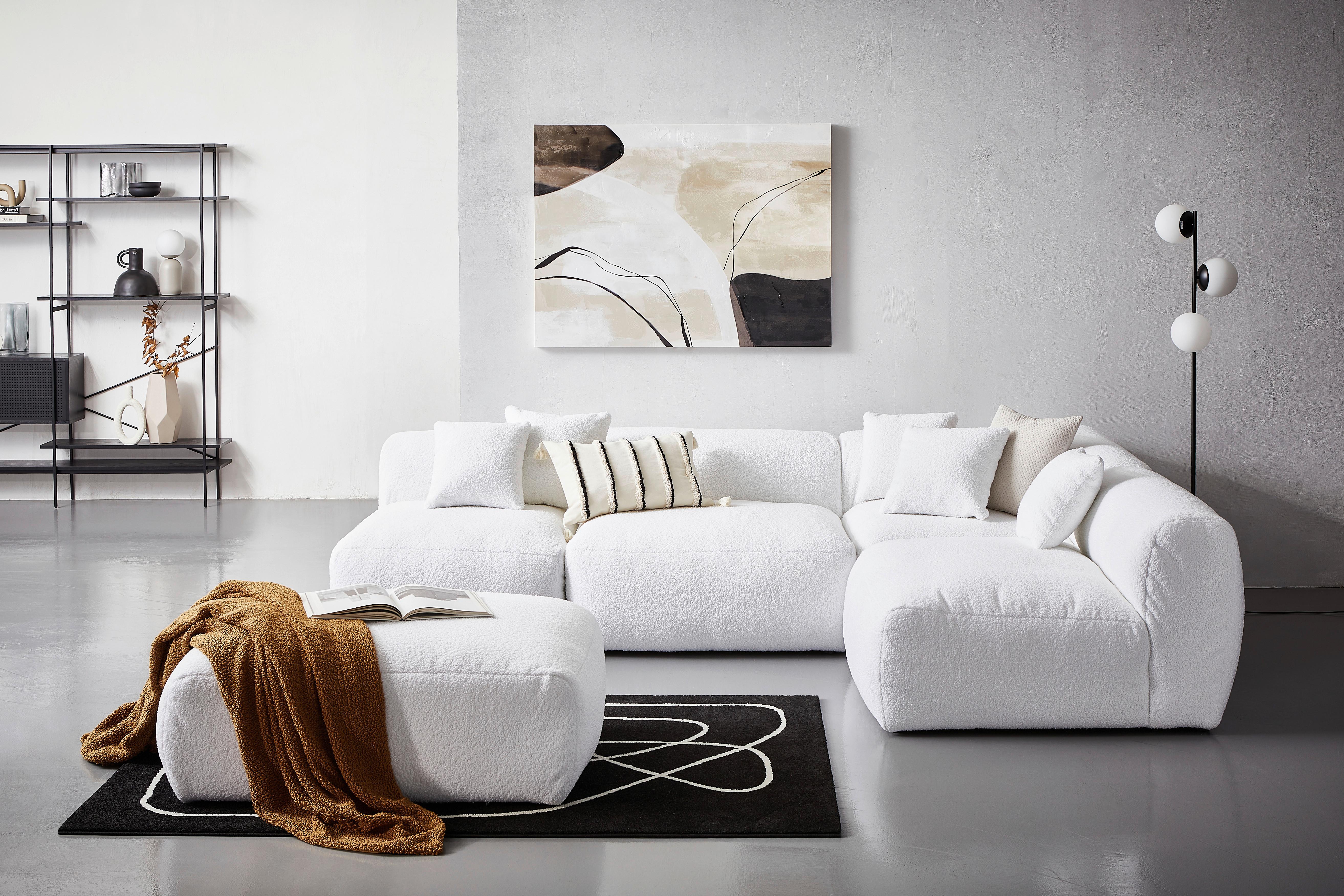 Ecksofa Bloom - Weiß, Trend, Textil (300/215cm) - Livetastic