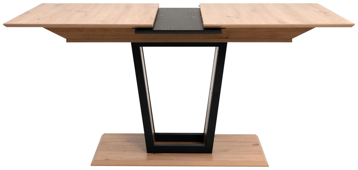 Esstisch Soria Schwarz/ Eiche Artisan D. L: 160-200cm - Schwarz/Eiche Artisan, MODERN, Holzwerkstoff/Metall (160-200/90/76cm) - MID.YOU