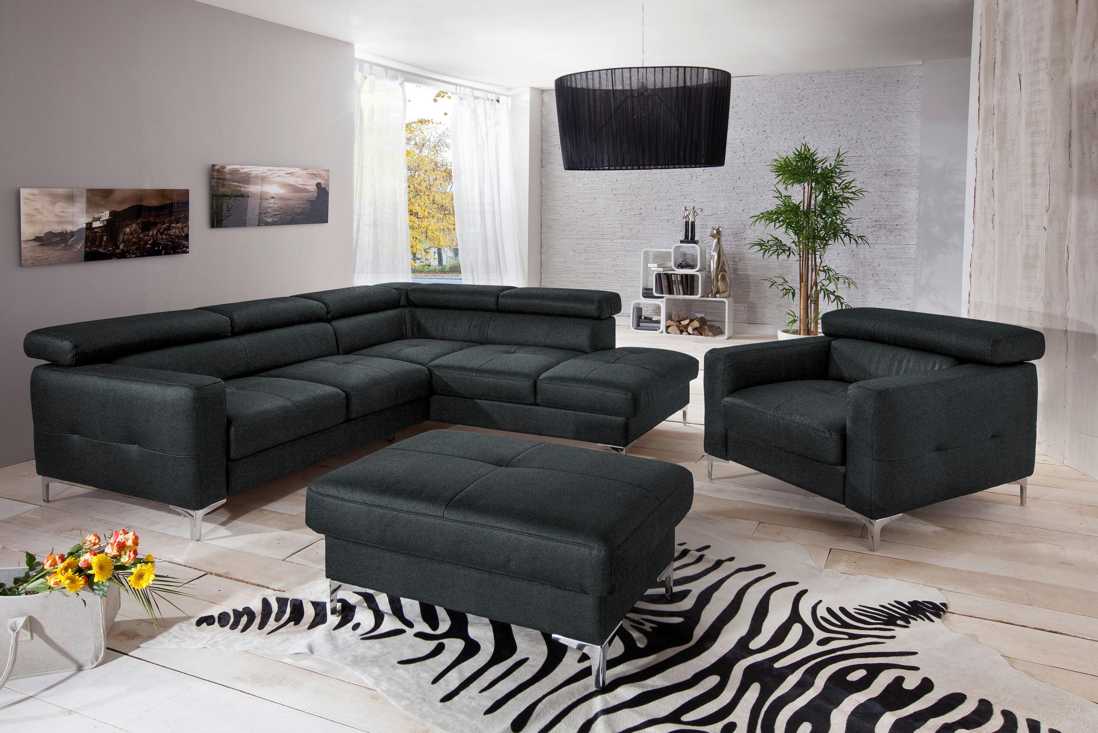 Polstersessel Sammy Schwarz - Chromfarben/Schwarz, Design, Textil (99/78-92/106cm) - Livetastic