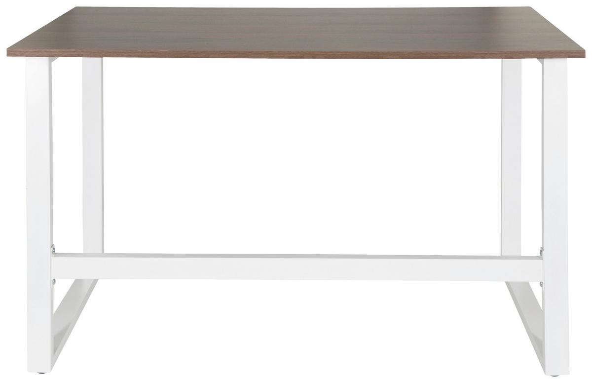 Schreibtisch Workspace Light I Weiß/Walnus Dekor - Walnussfarben/Weiß, Basics, Holzwerkstoff/Metall (120/60/76cm) - MID.YOU