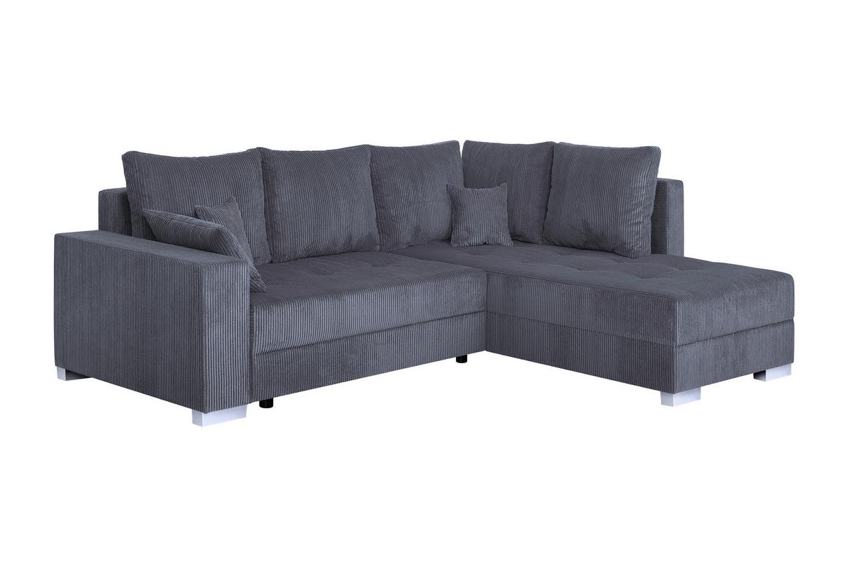 Ecksofa Lars Dunkelgrau S: 260x218 cm - Chromfarben/Dunkelgrau, Design, Holzwerkstoff/Textil (260/218cm) - P & B