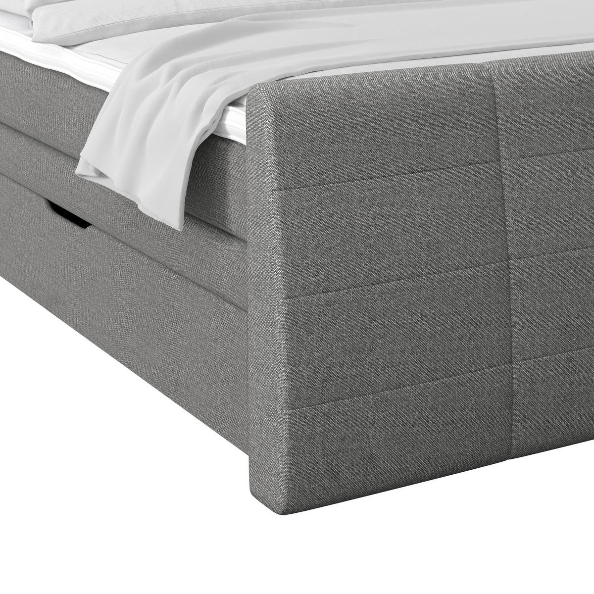 Boxspringbett Libra mit Topper 180x200 cm Grau - Graubraun/Schwarz, KONVENTIONELL, Textil (180/200cm)