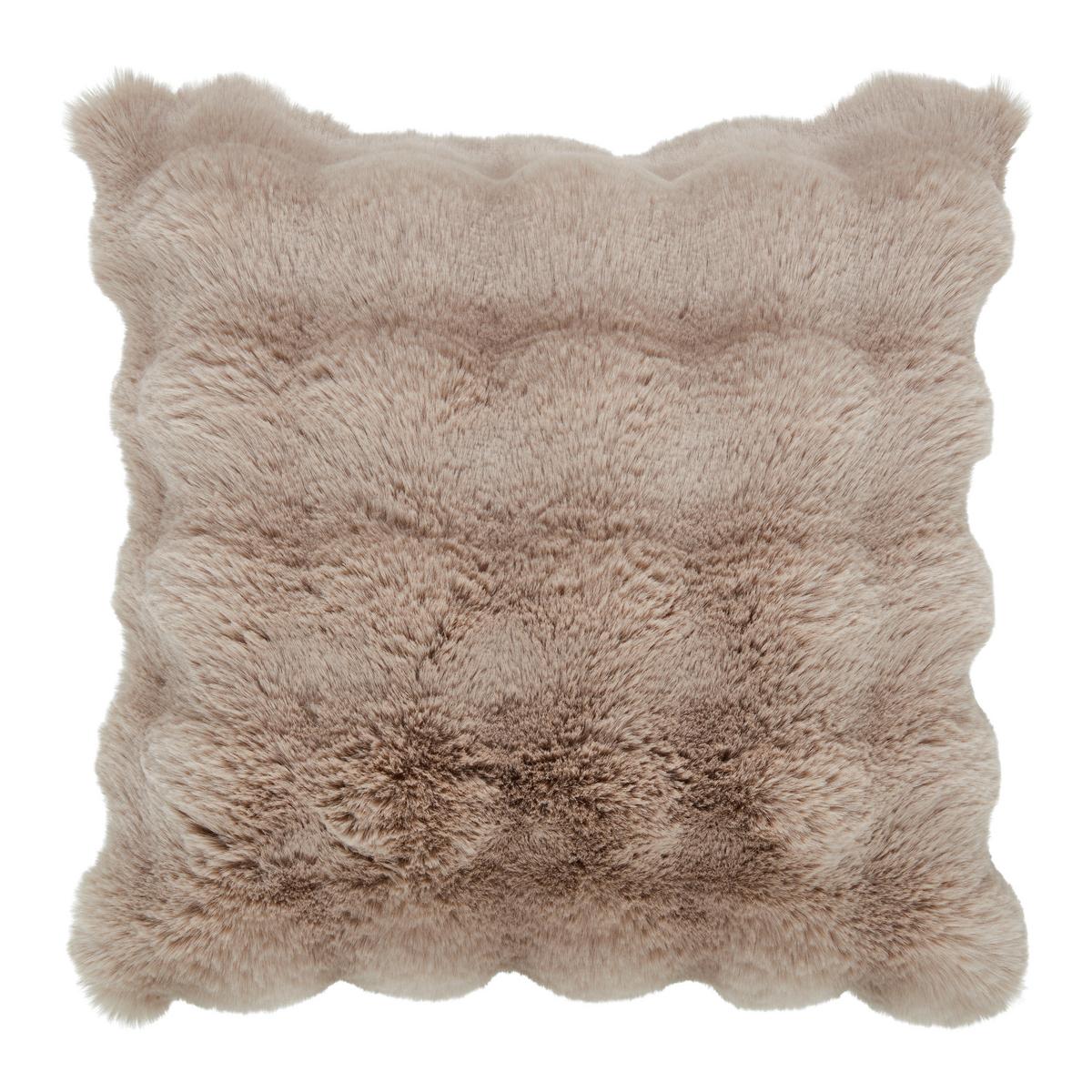 Kožušinový vankúš Bella, 45/45cm, sivohnedá - taupe, Modern, textil (45/45cm) - Premium Living