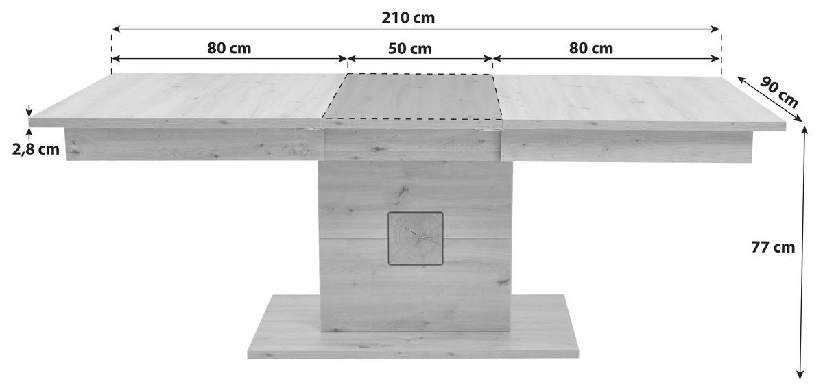Esstisch Kansas - Alteiche, KONVENTIONELL, Holzwerkstoff (160/90/77cm) - Livetastic