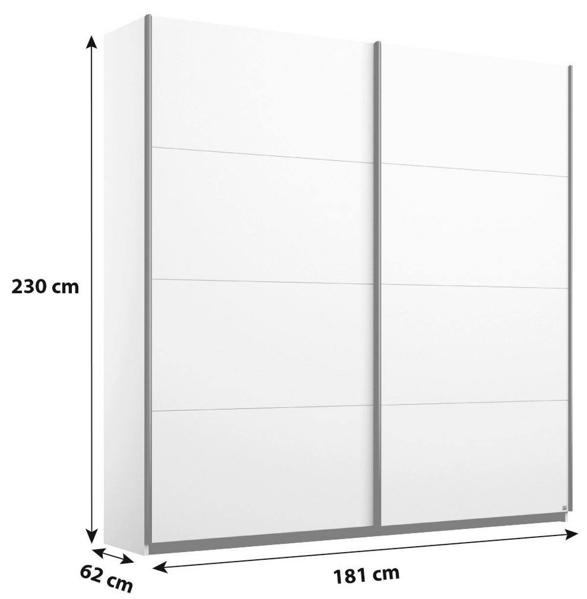 Schwebetürenschrank 181cm Belluno, Weiß - Weiß, MODERN, Holzwerkstoff (181/230/62cm) - Rauch Möbel