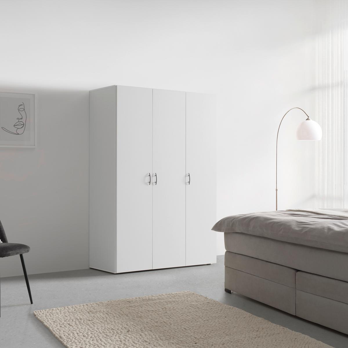 Šatníková skriňa JOE - biela/hliníková, Konventionell, kompozitné drevo/plast (121/177/51cm) - Based