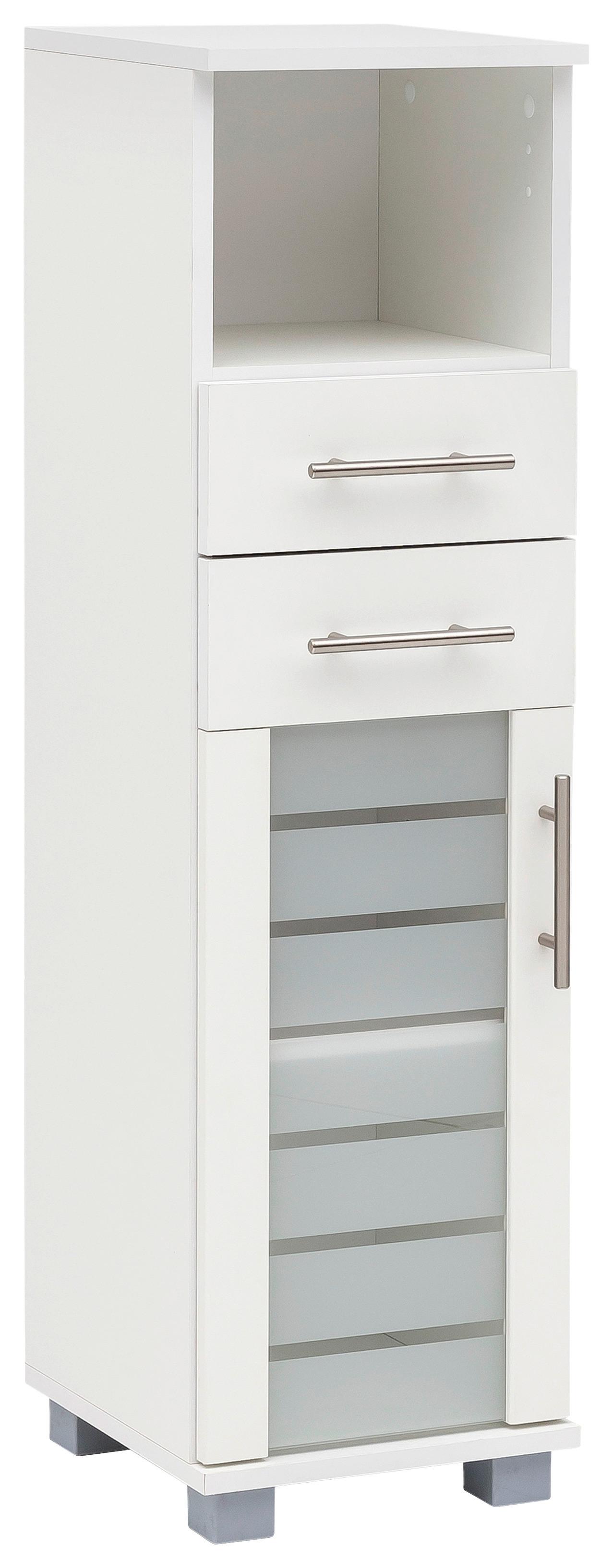 Midischrank Niko Weiß B: 30,3cm - Silberfarben/Weiß, MODERN, Glas/Holzwerkstoff (30,3/110,5/32,6cm) - MID.YOU