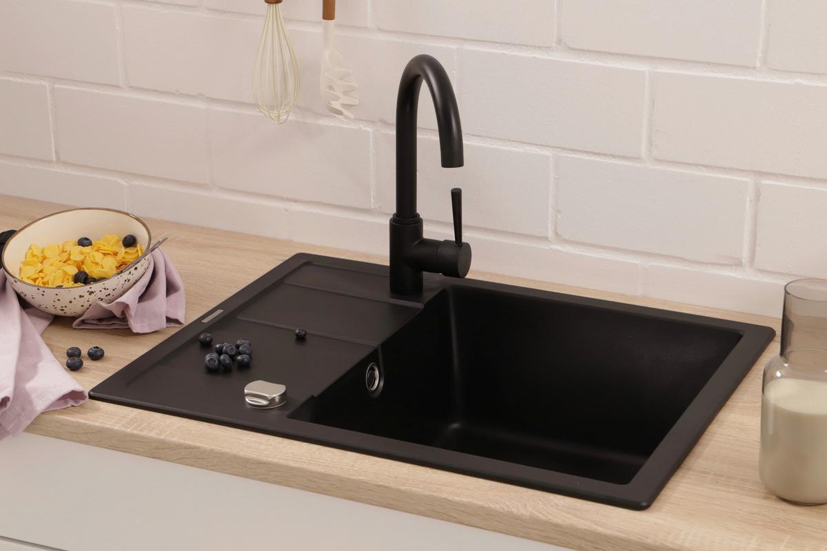 Spüle Nashville Schwarz 65x20 cm - Schwarz, Basics, Stein (65/20/50cm) - Respekta