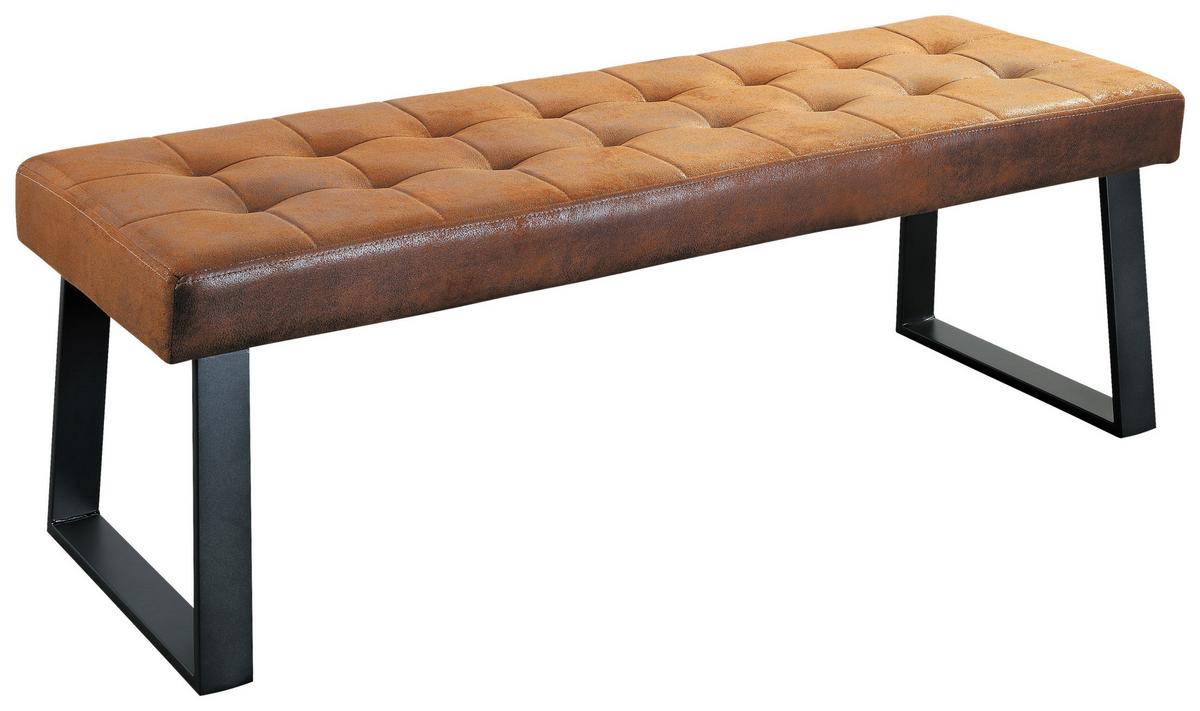 Sitzbank Brekke - Schwarz/Braun, MODERN, Textil/Metall (140/49/48cm) - MID.YOU