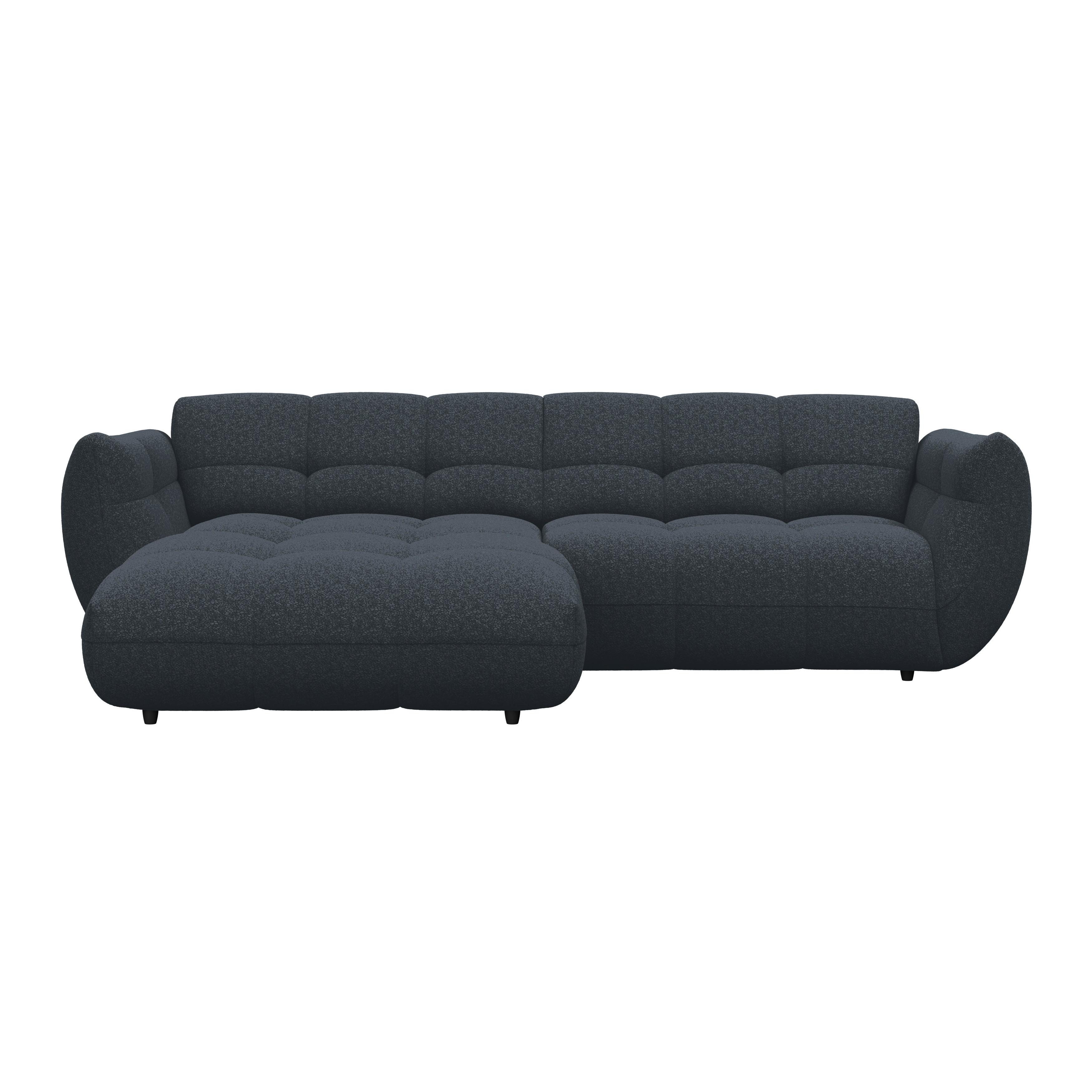 Ecksofa Panda Chenille dunkelblau, 178x280cm - Dunkelgrün/Schwarz, Trend, Textil (178/280cm)