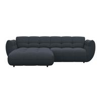 Ecksofa Panda Chenille dunkelblau, 178x280cm - Dunkelgrün/Schwarz, Trend, Textil (178/280cm)