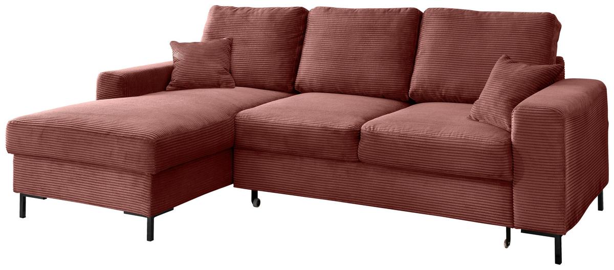 Eckschlafsofa Zona, Koralle S: 143x237 Cm - Koralle/Schwarz, KONVENTIONELL, Textil (143/237cm) - Livetastic