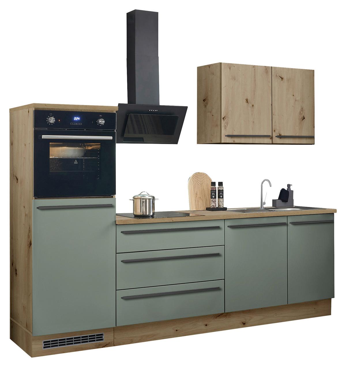 Küchenblock Toulouse Grün/eiche Dekor B: 260 Cm - Eiche Artisan/Grün, Basics, Holzwerkstoff (260cm) - MID.YOU