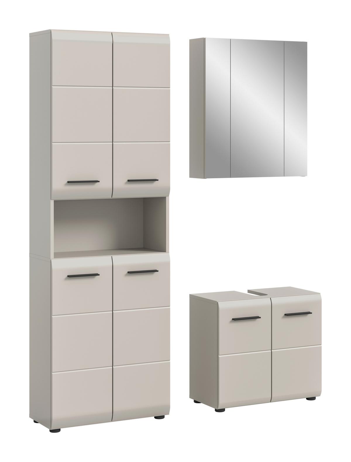 Badezimmer Ice Kaschmir B: 120cm - Kaschmir/Schwarz, Trend, Glas/Holzwerkstoff (120cm) - MID.YOU