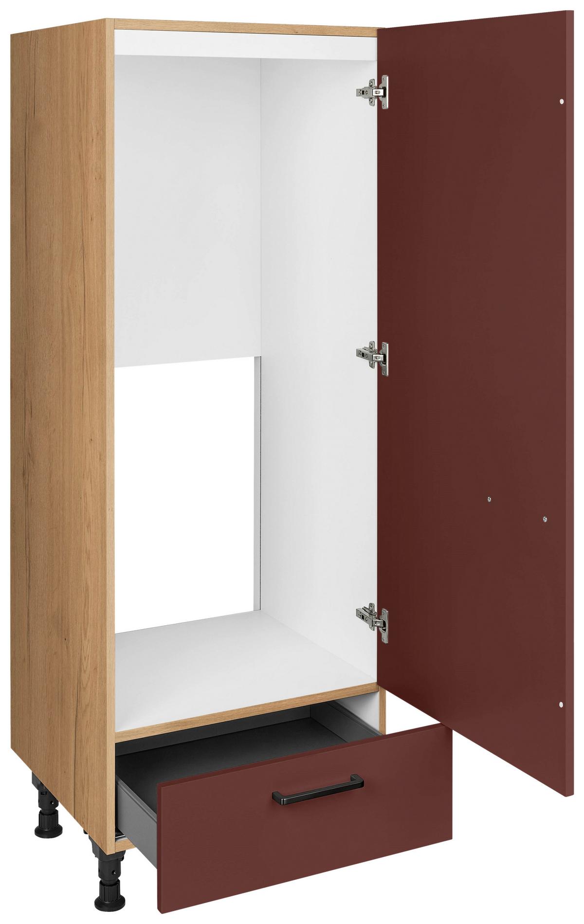 Geräteumbauschrank Easytouch - Eichefarben/Rot, MODERN, Holzwerkstoff (60/168/58cm) - Nobilia