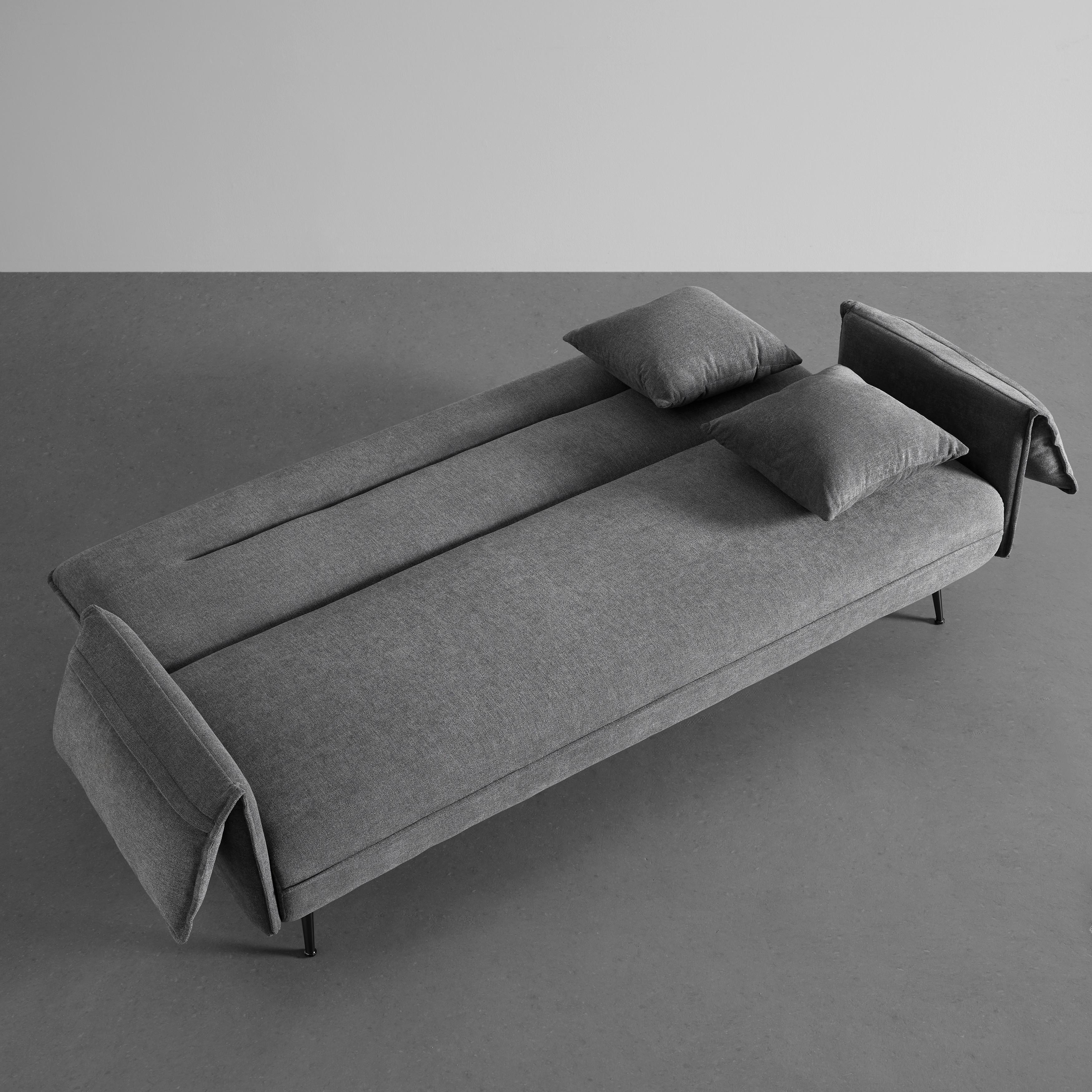 Rozkládací pohovka LANA tm. šědá - šedá/tmavě šedá, Moderní, kov/dřevo (199/89/95cm) - P & B