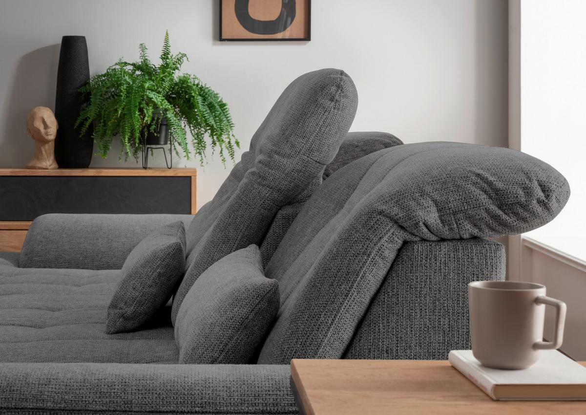Ecksofa Mit Bettkasten Rigatti Anthrazit S: 184x314cm - Chromfarben/Anthrazit, MODERN, Textil (184/314cm) - Livetastic