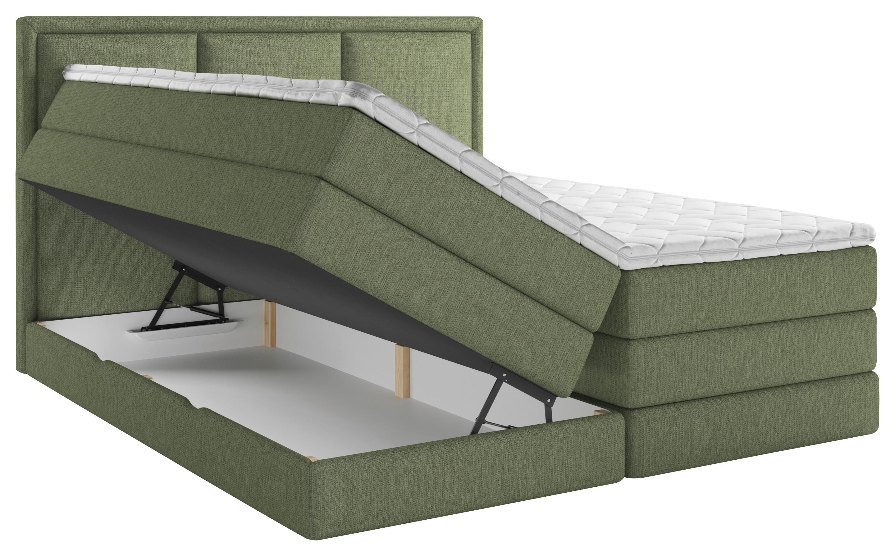 Boxspringbett Swing II K - Grün, Design, Textil (160/200cm) - MID.YOU
