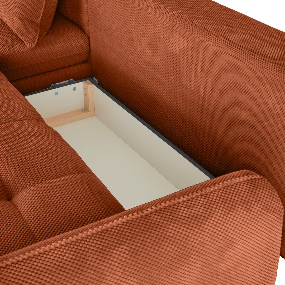 Ecksofa Wave - Schwarz/Orange, MODERN, Textil (189/266cm)