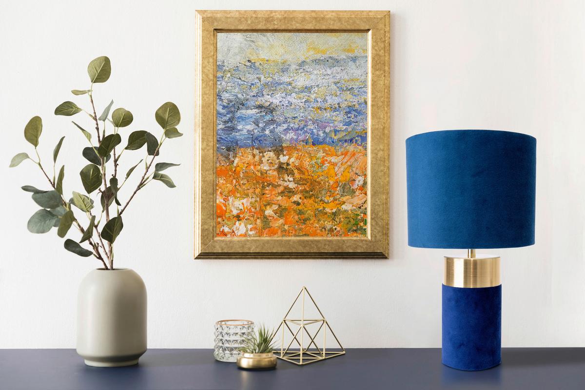 Tischleuchte Bordo - Blau/Goldfarben, Basics, Textil/Metall (18/32cm) - Näve