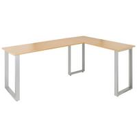 Eckschreibtisch B: 120 cm Workspace Basic - Silberfarben/Buchefarben, Basics, Holzwerkstoff/Metall (165/120/75cm) - MID.YOU