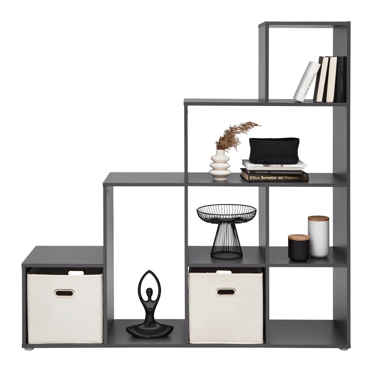 REGÁL CASSA 2 -EXKLUSIV- - antracitová, Konvenční, kompozitní dřevo (148/150/35cm) - Mömax