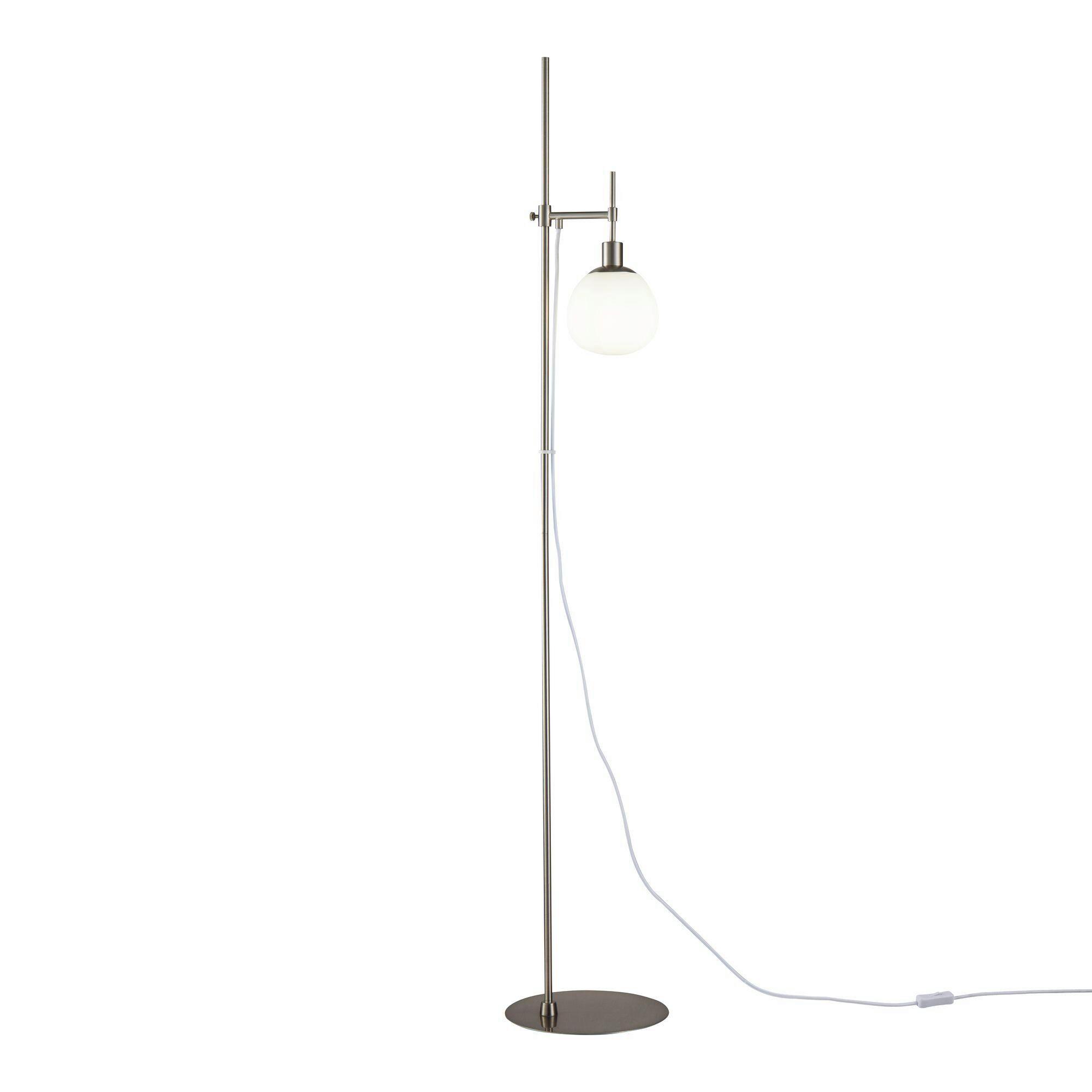 STEHLEUCHTE ERICH - Weiß/Nickelfarben, Trend, Glas/Metall (25/155cm) - MAYTONI