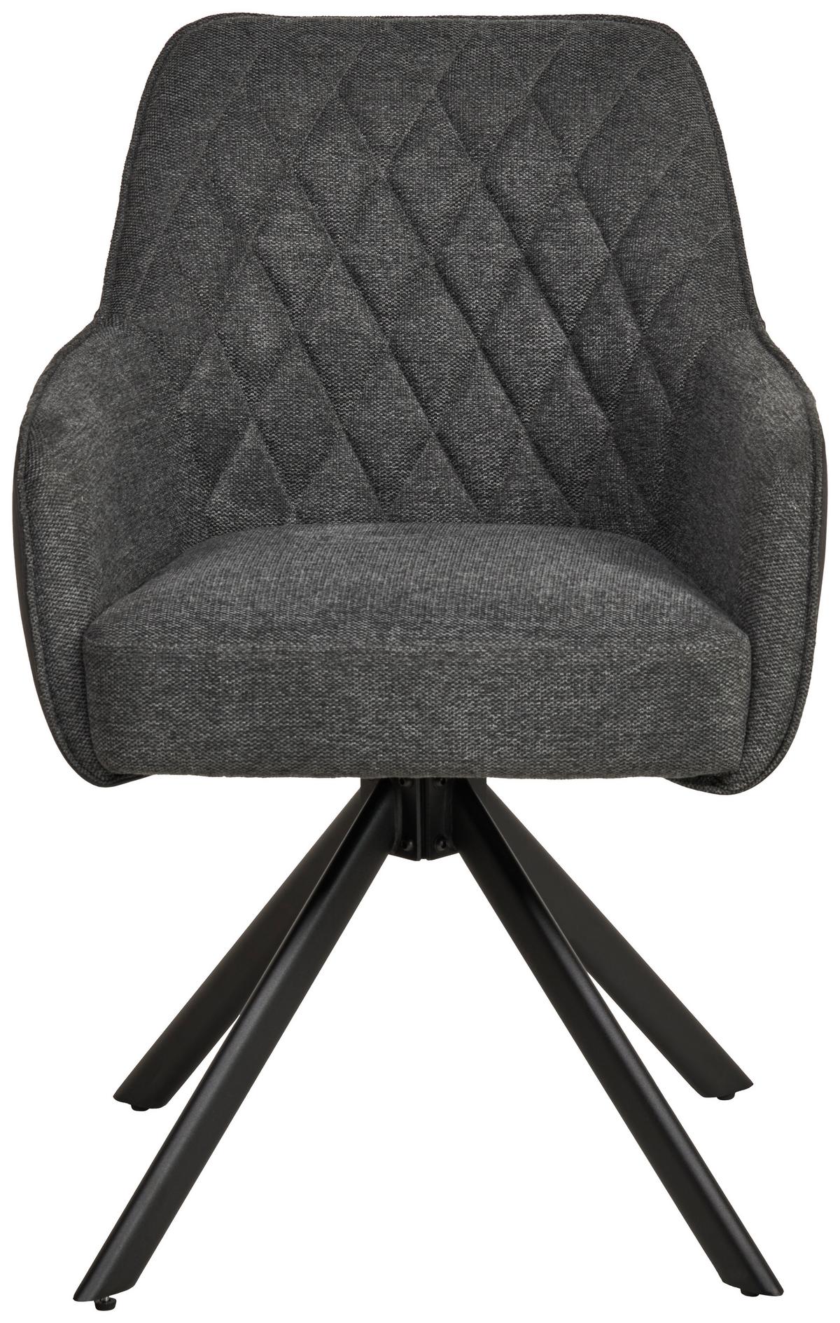 Armlehnstuhl Julie Grau, Sitzfläche 360° Drehb. - Schwarz/Grau, KONVENTIONELL, Holz/Textil (57/84/63cm) - Livetastic