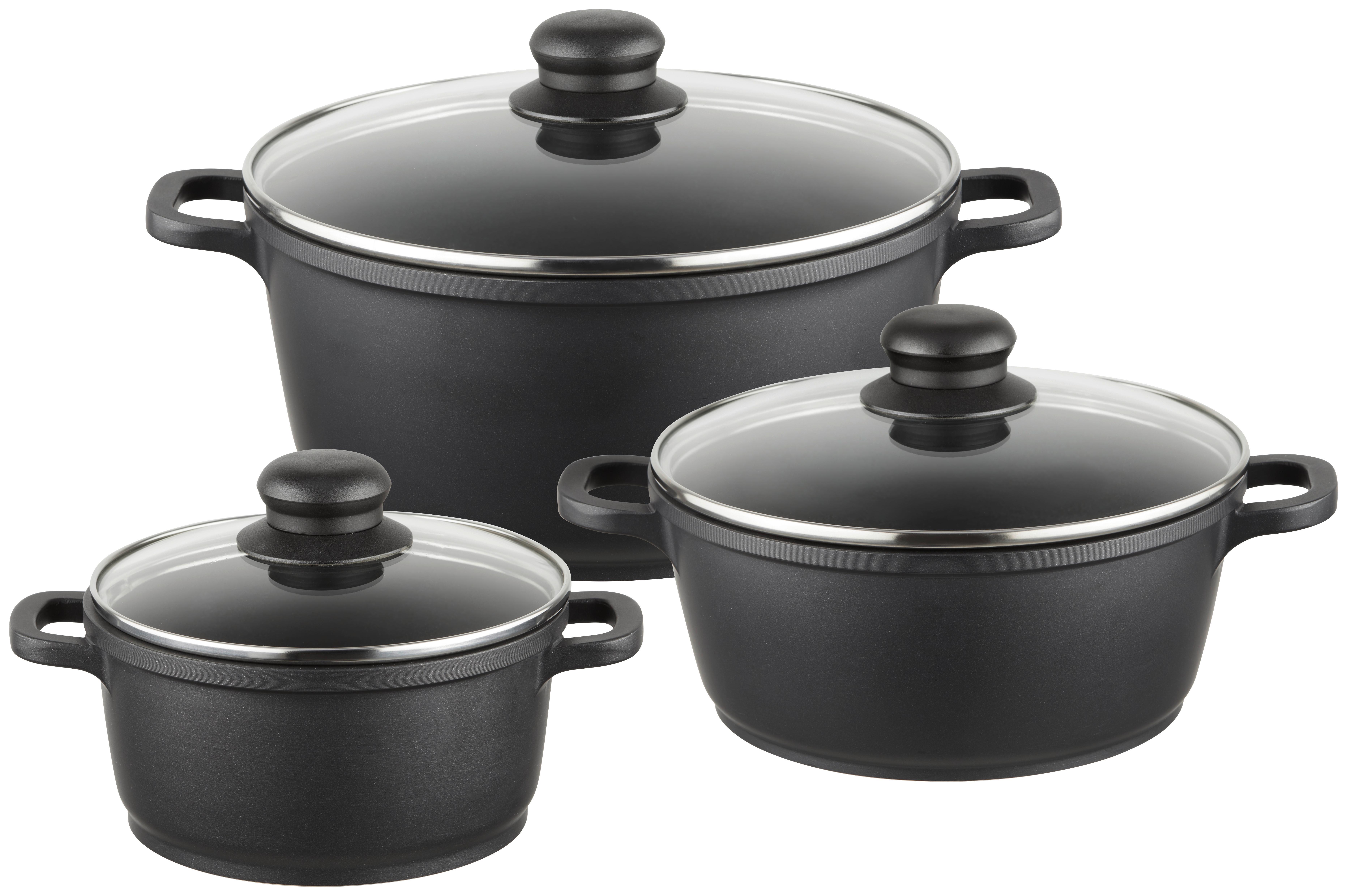 Kochtopfset Finley 6tlg. Set aus Aluminium - Klar/Transparent, MODERN, Glas/Kunststoff - Luca Bessoni