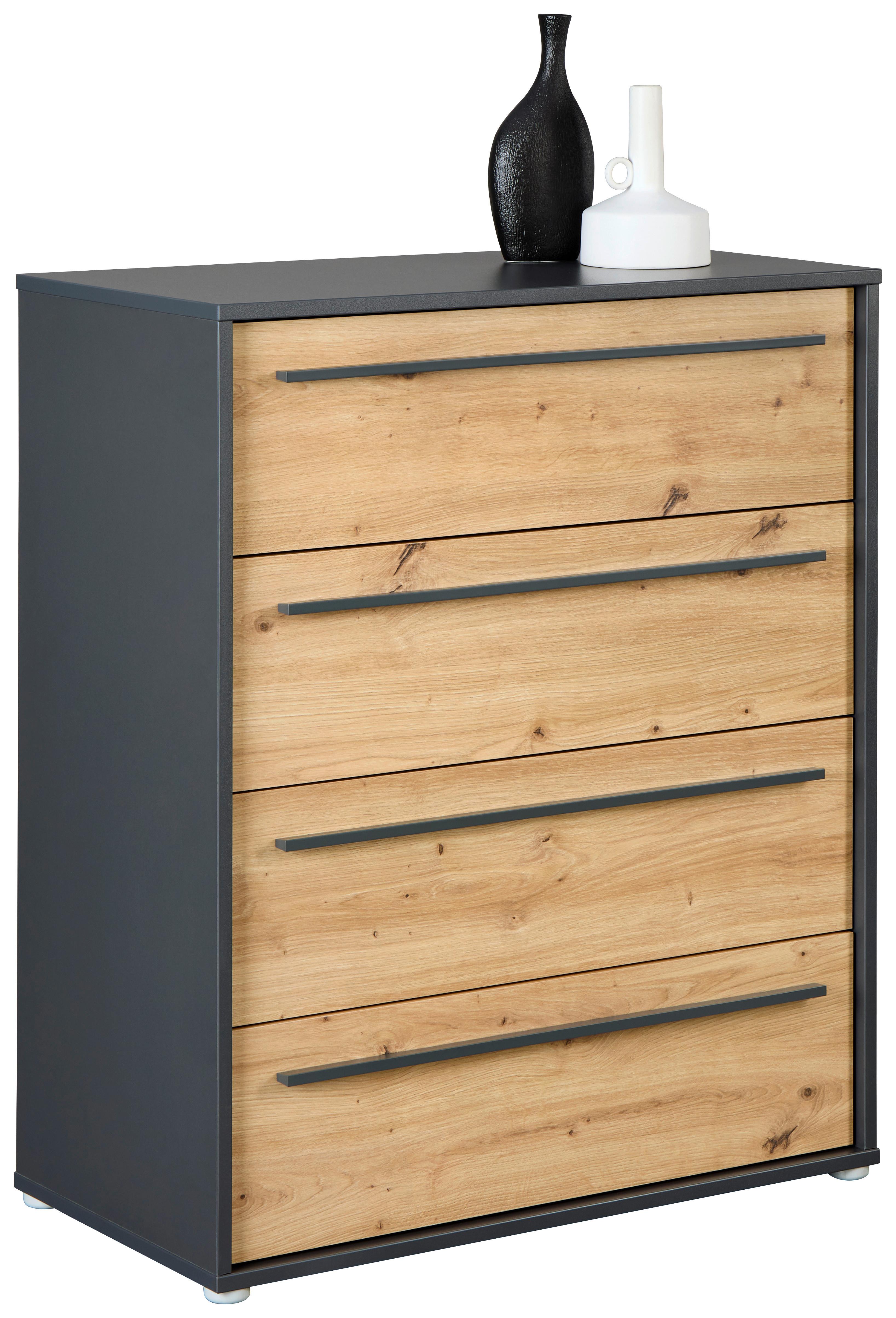 Kommode Adriano Anthrazit/artisan B: 80 Cm - Anthrazit/Eiche Artisan, Trend, Holzwerkstoff (80/94,8/41,2cm)