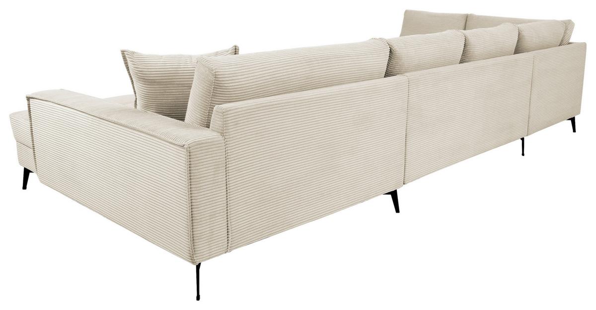 Wohnlandschaft Zero Creme U-Form 195x362x173 cm - Creme/Schwarz, Trend, Textil (195/362/173cm)