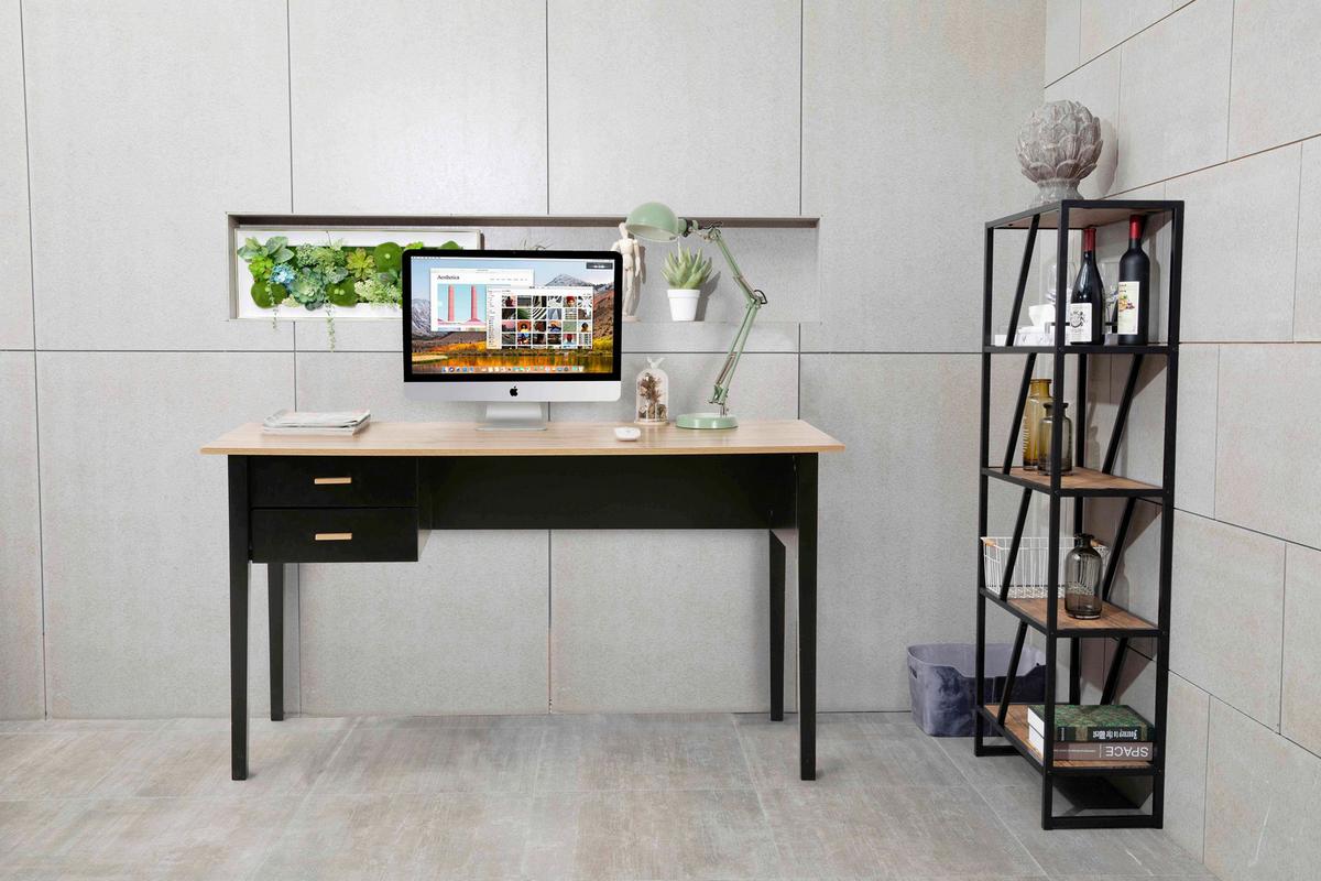 Schreibtisch Naturfarben, Schwarz L: 140cm - Schwarz/Naturfarben, Design, Holz/Holzwerkstoff (140/60/75cm) - Livetastic