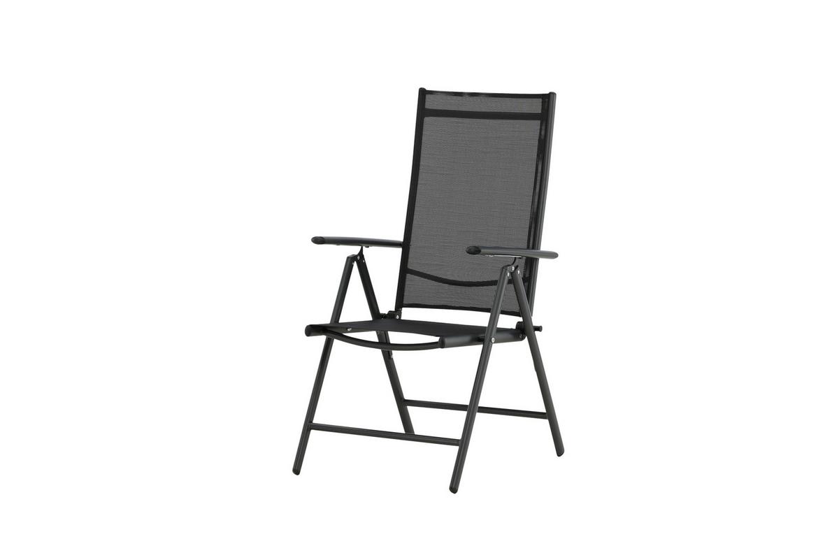 Gartensessel-Set 2-Tlg. Break Metall/Textil - Schwarz, KONVENTIONELL, Kunststoff/Textil (55/108/62cm) - Gardenson