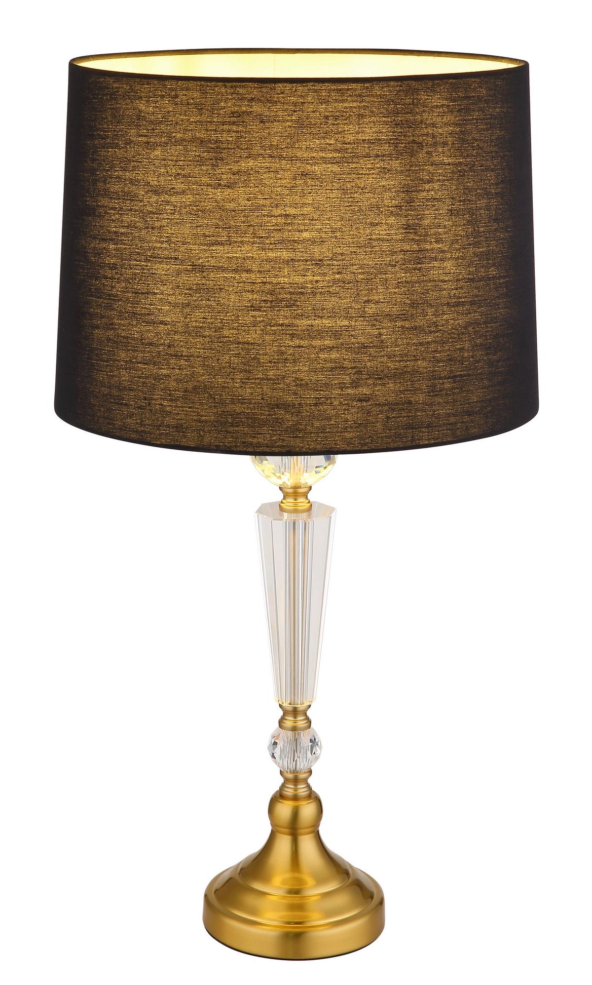 Tischleuchte 24146b - Klar/Messingfarben, KONVENTIONELL, Glas/Textil (35/66cm) - Globo