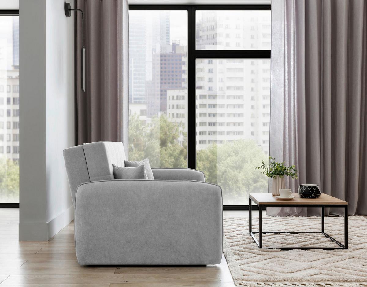 Schlafsofa Laine Hellgrau, B: 155 cm - Silberfarben/Hellgrau, Design, Textil (155/105/75cm) - MID.YOU