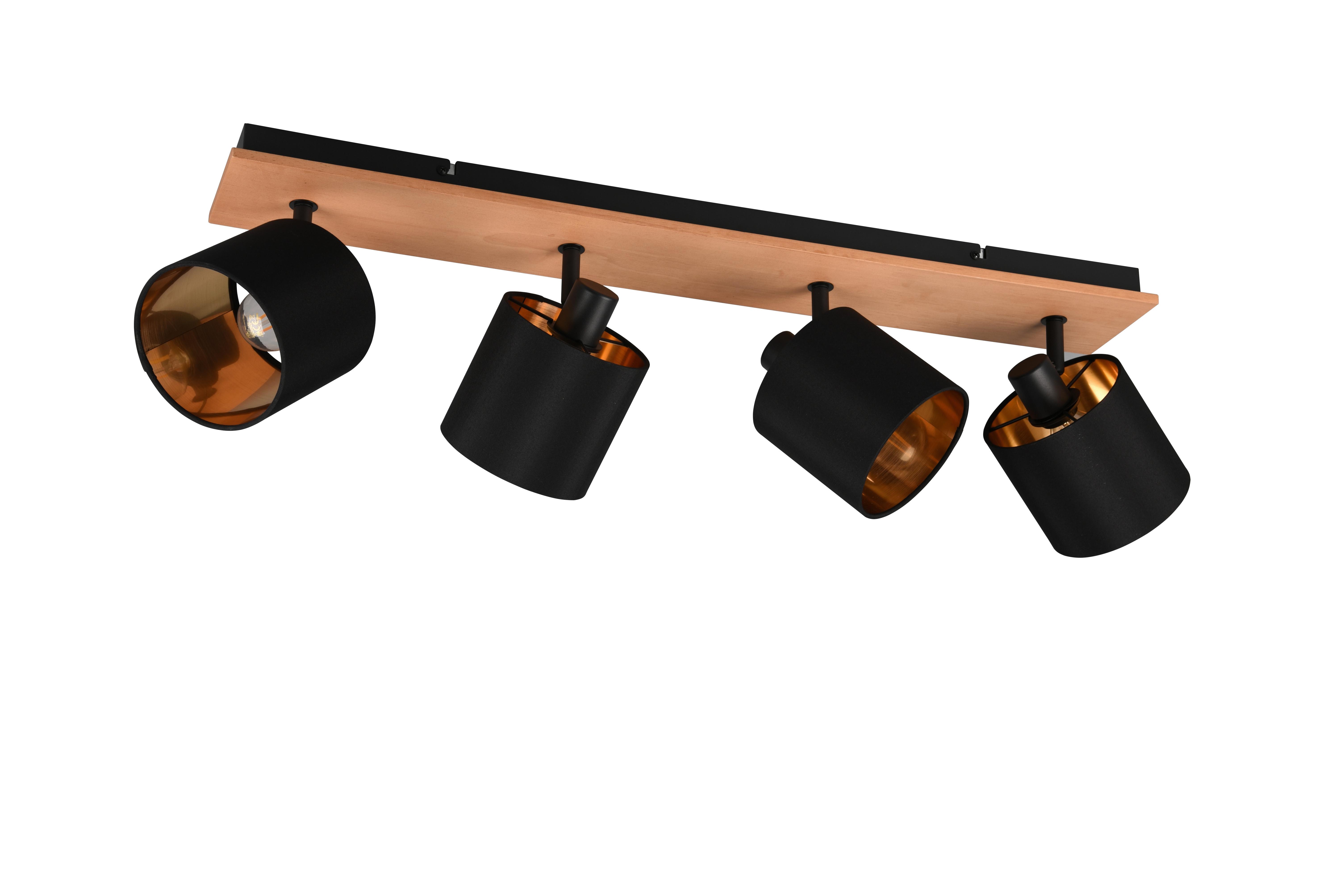 Strahler Tommy 4-Flammig L: 72 cm - Goldfarben/Schwarz, KONVENTIONELL, Metall (72/19,5/12cm)