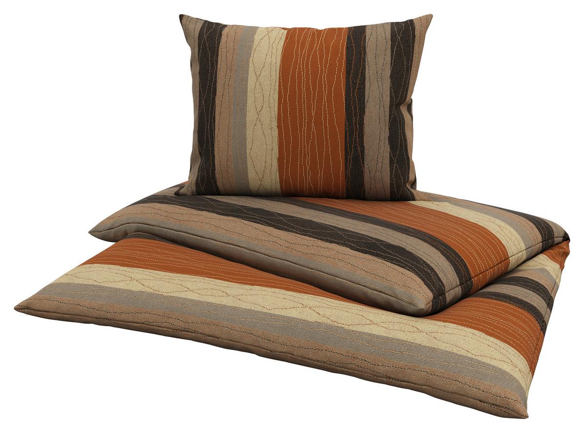 Renforcé Bettwäsche 140x200 cm Petra Orange Streifen - Orange, ROMANTIK / LANDHAUS, Textil - James Wood
