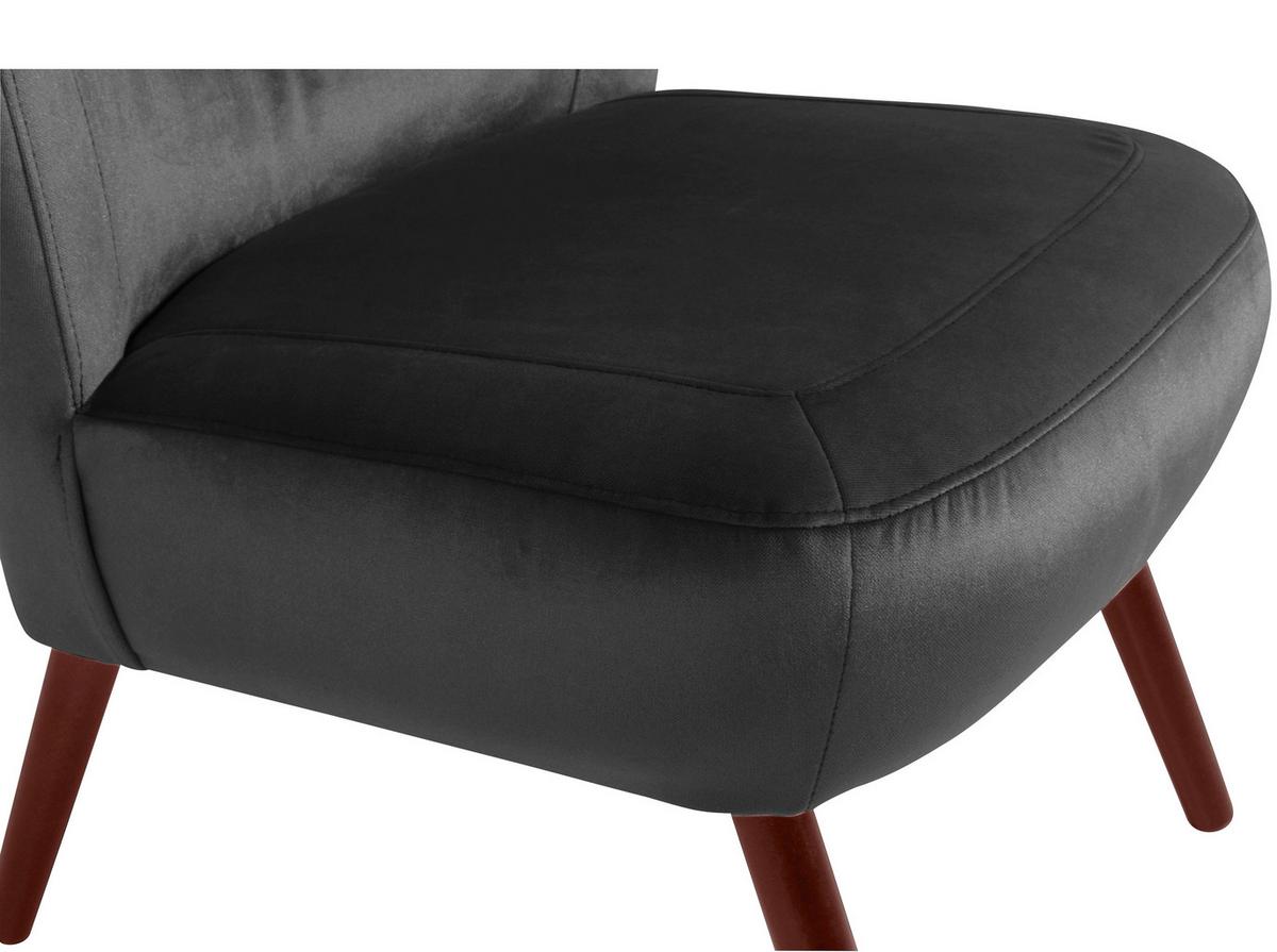 Polstersessel Sari Samt Anthrazit - Anthrazit/Nussbaumfarben, Design, Textil (70/86/69cm) - Max Winzer