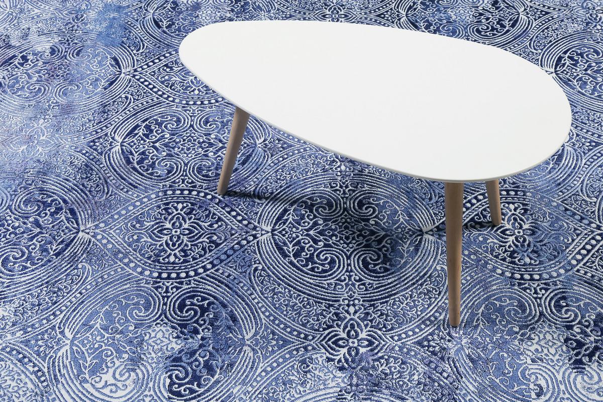 Webteppich Grace Blau/silberfarben 190x290 Cm - Blau/Silberfarben, Design, Textil (190/290cm) - WECON HOME