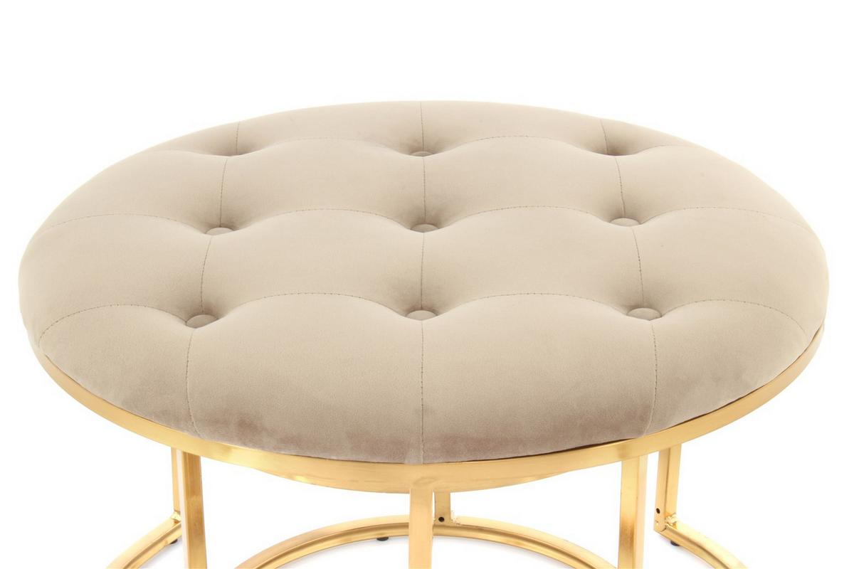 Hockerset Becky Taupe/Goldfarben D: 40 cm - Taupe/Goldfarben, Design, Textil/Metall (40-60/32-41cm) - Kayoom