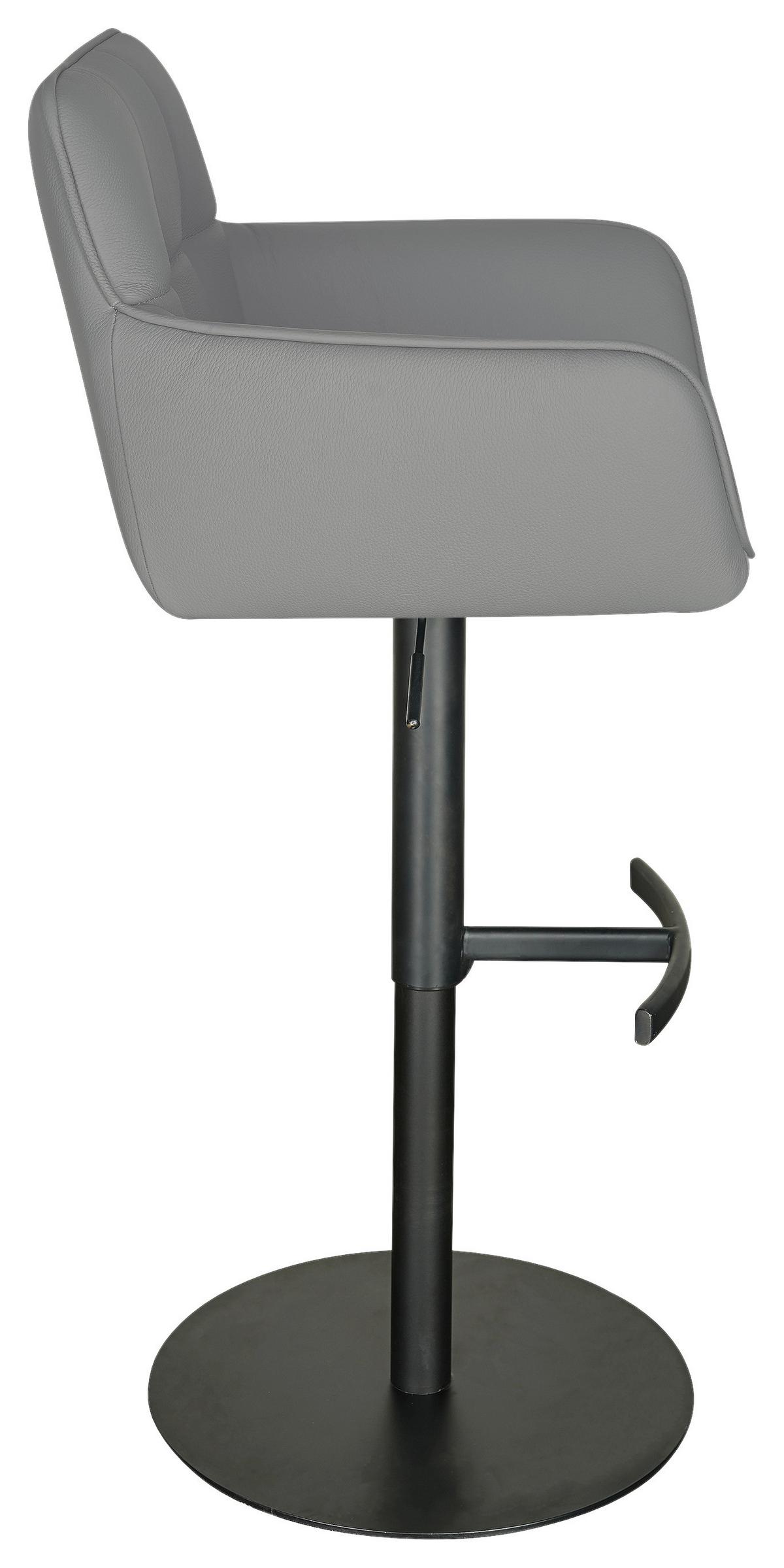 Barhocker Porto Grau B: 54,5 cm - Schwarz/Grau, MODERN, Leder/Metall (54,5/90/112/51,5cm) - Livetastic