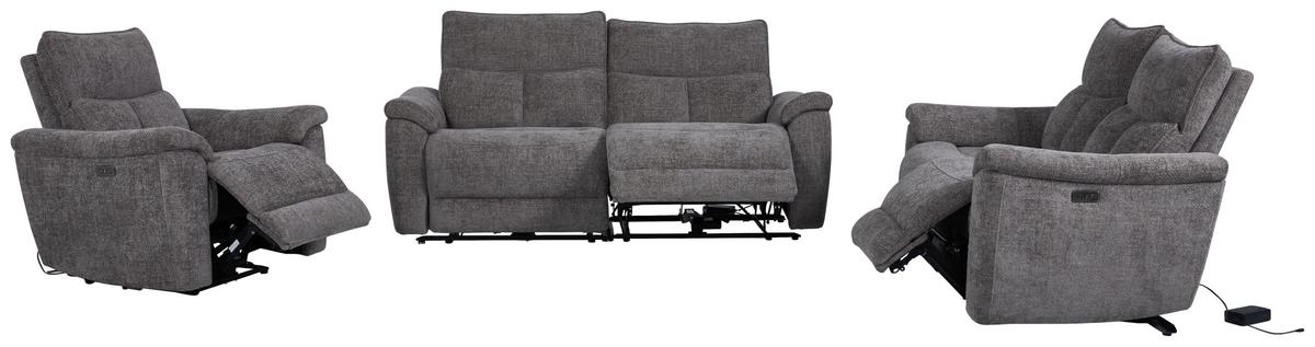 3-Sitzer-Sofa mit Relaxfunktion Tokio Grau - Grau, MODERN, Holz/Textil (200/96,5/102cm)
