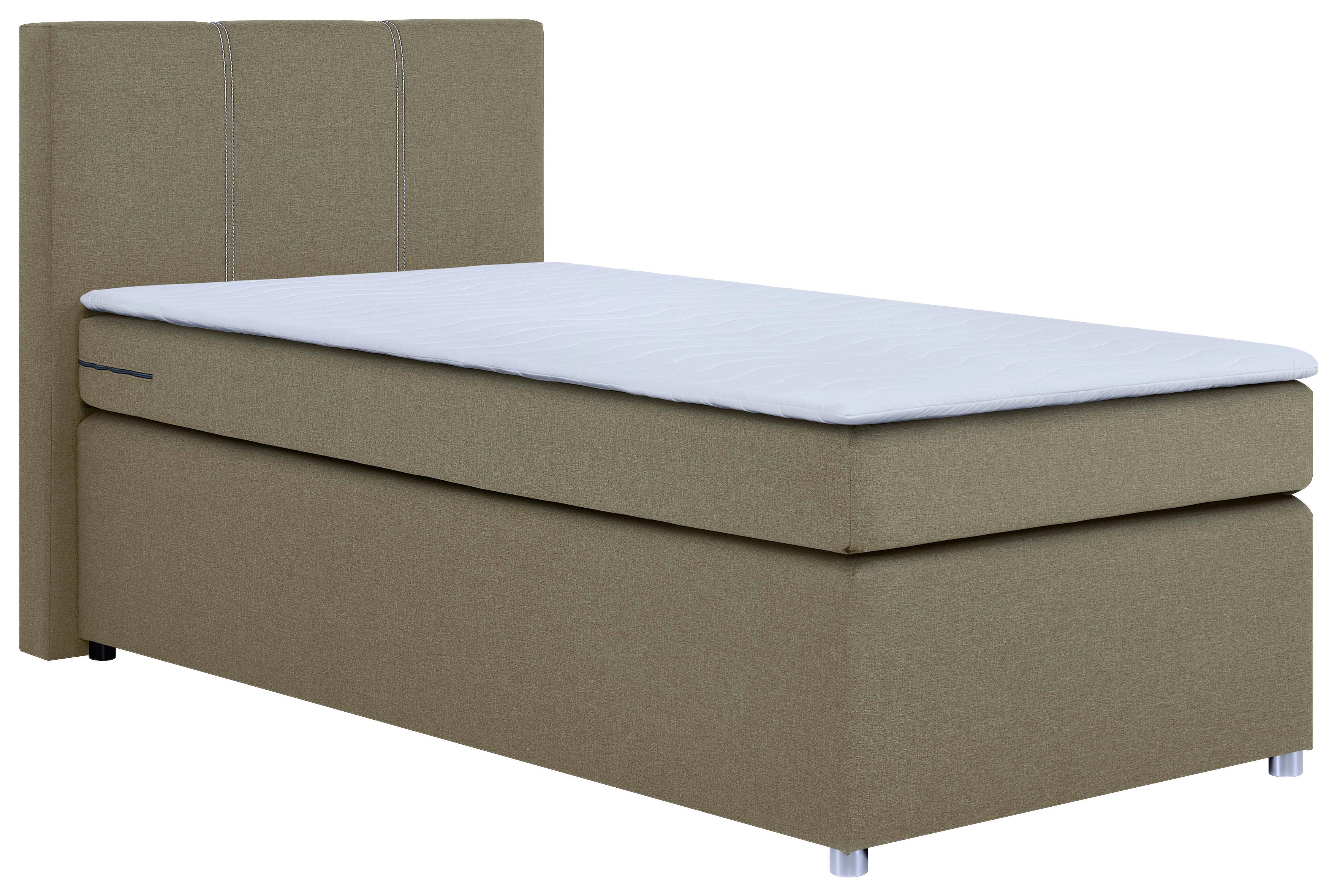 Boxspringbett Malta Mit Topper Beige, 90x200 Cm - Chromfarben/Beige, Basics, Holzwerkstoff/Textil (90/200cm) - P & B