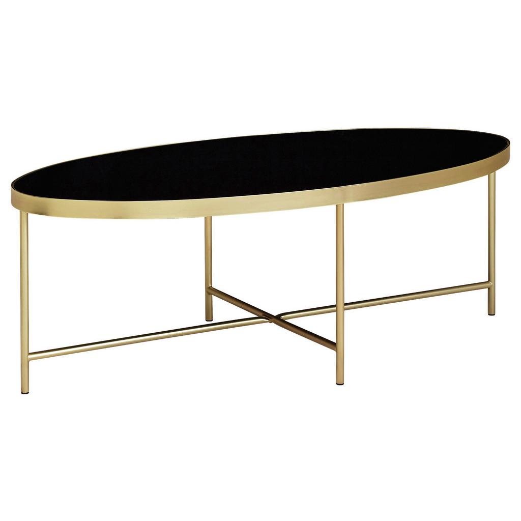 Couchtisch Glas Oval Schwarz/Goldfarben