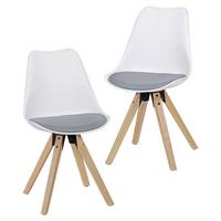 Schalenstuhl Lima Weiß Beine Echtholz 2er-Set - Eichefarben/Weiß, Design, Holz/Kunststoff (48/89/48cm) - MID.YOU