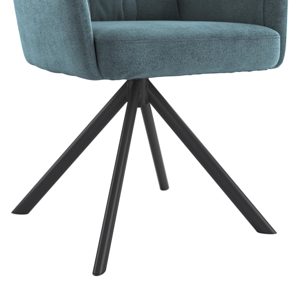 Armlehnstuhl Susan Blaugrün Schwarz/Sitzfläche 360°drehbar - Blau/Schwarz, KONVENTIONELL, Holz/Textil (59/90/66cm)