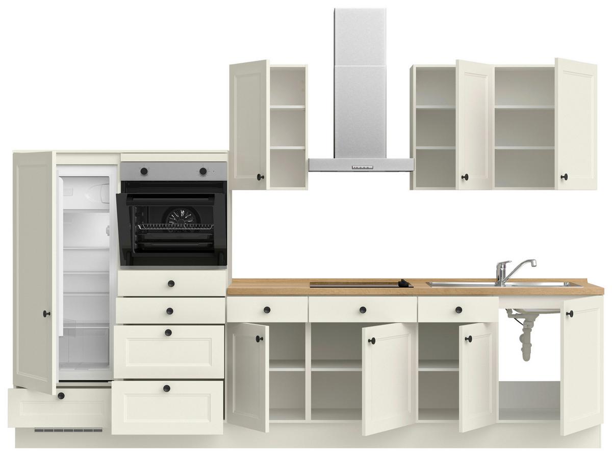 Kuchyňská linka 330 cm, bílá - bílá/barvy dubu, Moderní, kov/kompozitní dřevo (330cm) - Nobilia